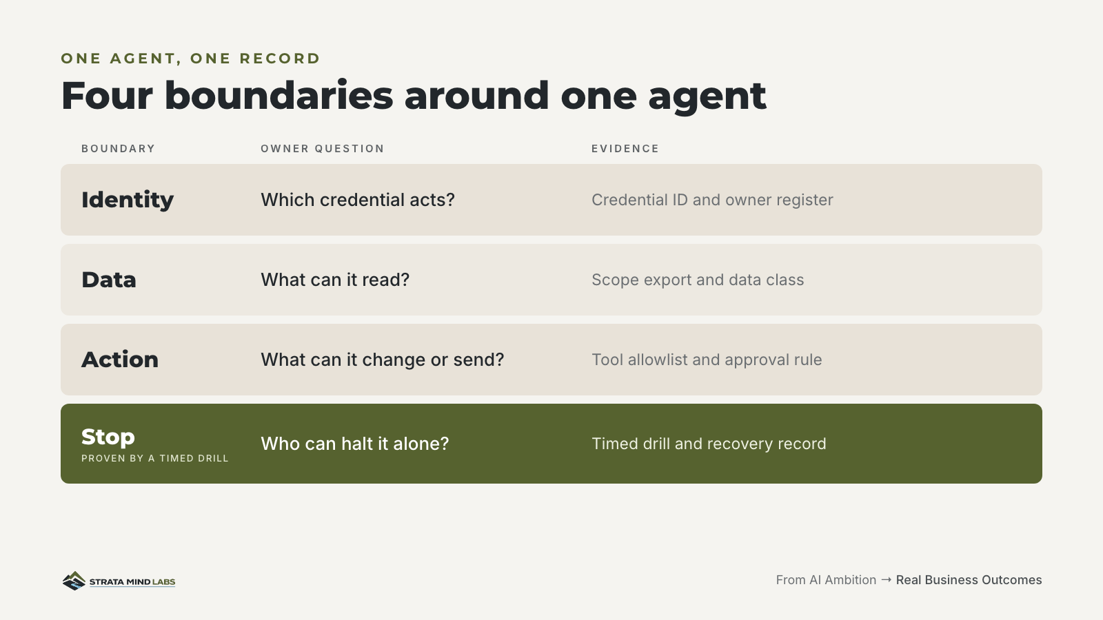 Four boundaries around one agent
